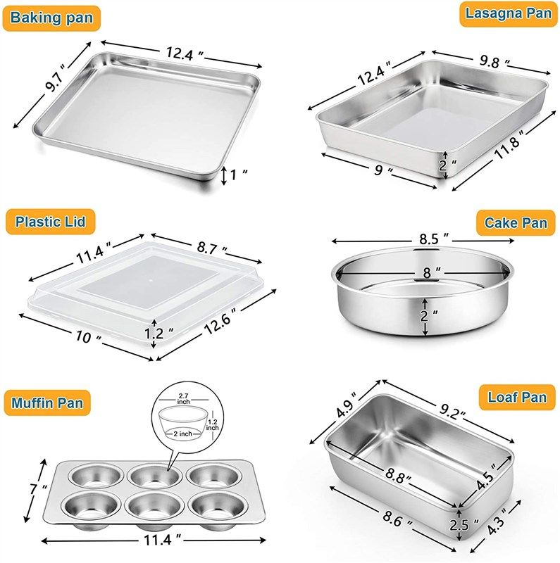 Set of 2 Deep Baking Pan , 12.4 Inch Stainless Steel Sheet Cake Lasagna Pan