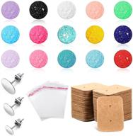 📿 500-piece stainless steel earring stud kit with faux druzy stud earrings - complete set includes earring post with back, mixed color faux quartz, earring card, and clear cellophane bag for jewelry (chic color) logo