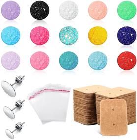 img 4 attached to 📿 500-Piece Stainless Steel Earring Stud Kit with Faux Druzy Stud Earrings - Complete Set Includes Earring Post with Back, Mixed Color Faux Quartz, Earring Card, and Clear Cellophane Bag for Jewelry (Chic Color)