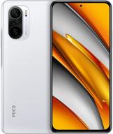 📱 poco f3 global unlocked 5g+4g volte gsm smartphone with 256gb+8gb, 6.67-inch, triple 48mp camera in artic white (not compatible with verizon/boost) logo