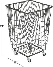 img 2 attached to 🧺 CosmoLiving by Cosmopolitan Large Rectangular Black Metal Mesh Hamper Laundry Basket - with Wheels & Handles, 16” x 24”