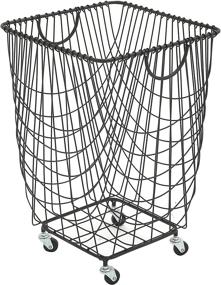 img 3 attached to 🧺 CosmoLiving by Cosmopolitan Large Rectangular Black Metal Mesh Hamper Laundry Basket - with Wheels & Handles, 16” x 24”