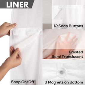 img 1 attached to Hotel Style Shower Curtain Set - No Hooks Needed, Snap-in PEVA Liner, See Through Top Window, Machine Washable & Water Repellent, 71x74 Inches, White
