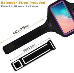 img 3 attached to 🏃 RUNBACH Galaxy Armband: Sweatproof Sportband Bag for Samsung Galaxy S20+/S10+/S9+/S8+ – Fingerprint Touch, Key Holder, Card Slot (Purple)