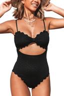 👙 cupshe women's cutout scallop trim one piece swimsuit in sexy black - stylish bathing suit logo