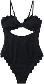 img 3 attached to 👙 CUPSHE Women's Cutout Scallop Trim One Piece Swimsuit in Sexy Black - Stylish Bathing Suit