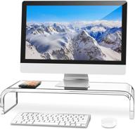 🖥️ premium acrylic monitor stand by abovetek: custom size monitor riser and computer stand for home office and business with sturdy platform, keyboard storage, and multi-media laptop printer tv screen compatibility logo