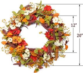 img 3 attached to 🌼 Beautiful 20-Inch Fall Wreath with Mixed Flowers - Perfect for Front Door and Home Décor