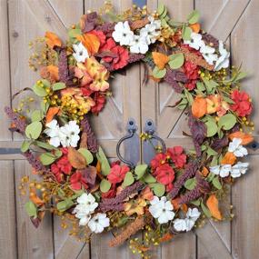 img 2 attached to 🌼 Beautiful 20-Inch Fall Wreath with Mixed Flowers - Perfect for Front Door and Home Décor