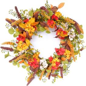 img 1 attached to 🌼 Beautiful 20-Inch Fall Wreath with Mixed Flowers - Perfect for Front Door and Home Décor