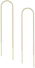 img 4 attached to 💎 Set of 4 Gold Plated 925 Sterling Silver Delicate Threader Earrings with Pull-Through Threaded Long Chain Tassels - 6 inch Minimalist Jewelry Findings SS339-6