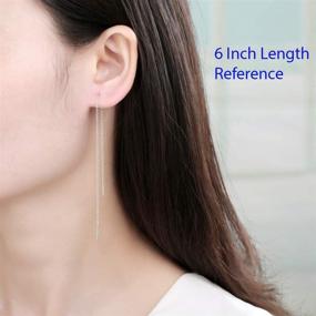 img 1 attached to 💎 Set of 4 Gold Plated 925 Sterling Silver Delicate Threader Earrings with Pull-Through Threaded Long Chain Tassels - 6 inch Minimalist Jewelry Findings SS339-6