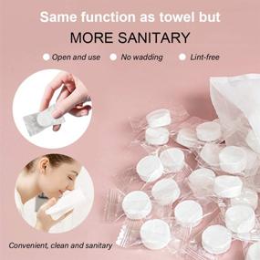 img 2 attached to 🧻 Pack of 100 Soft Compressed Towels - Disposable & Portable Face Towels, Magic Wipe Paper Tablets, Cotton Napkins Tissues - Ideal for Travel, Home, and Outdoor Activities