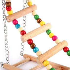 img 1 attached to 🪜 Premium Wooden Suspension Bridge for Bird Parakeet, Budgie, Cockatiel, and more: Pet Hanging Ladder, Steps, Stairs, Swing, and Double-Layer Climbing Toy for Parrot Hammock Cage.