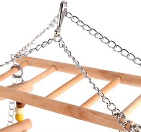 img 3 attached to 🪜 Premium Wooden Suspension Bridge for Bird Parakeet, Budgie, Cockatiel, and more: Pet Hanging Ladder, Steps, Stairs, Swing, and Double-Layer Climbing Toy for Parrot Hammock Cage.