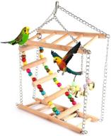 🪜 премиум деревянный подвесной мост для птиц – кэтти, попугая, канарейки, и других: подвесная лестница, ступеньки, лестница, качели и двухуровневая игрушка для лазания в клетку гамака попугая. логотип