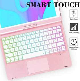 img 3 attached to 🌸 Touchpad iPad 8th Gen Case with Keyboard - Compatible with iPad Keyboard 7 Gen, iPad Air 3, iPad Pro 10.5 - 2.4 inch Built-in Touchpad - Apple Pencil Holder - 12 Color Backlit - 150 Days Battery Life - Rose Gold