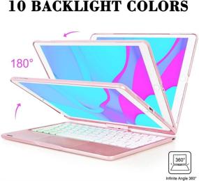 img 1 attached to 🌸 Touchpad iPad 8th Gen Case with Keyboard - Compatible with iPad Keyboard 7 Gen, iPad Air 3, iPad Pro 10.5 - 2.4 inch Built-in Touchpad - Apple Pencil Holder - 12 Color Backlit - 150 Days Battery Life - Rose Gold