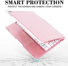 img 2 attached to 🌸 Touchpad iPad 8th Gen Case with Keyboard - Compatible with iPad Keyboard 7 Gen, iPad Air 3, iPad Pro 10.5 - 2.4 inch Built-in Touchpad - Apple Pencil Holder - 12 Color Backlit - 150 Days Battery Life - Rose Gold