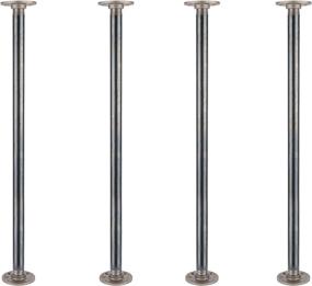 img 4 attached to 🔧 Industrial Steel Grey Pipe Decor 30 inch Table Legs (4 Pack) with Round Flange Fittings, Authentic Steel Plumbing Pipe and DIY Dining Table Leg Kit including Hardware