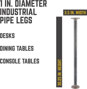 img 1 attached to 🔧 Industrial Steel Grey Pipe Decor 30 inch Table Legs (4 Pack) with Round Flange Fittings, Authentic Steel Plumbing Pipe and DIY Dining Table Leg Kit including Hardware