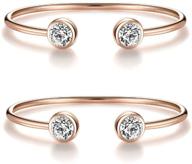 🌟 isaacsong “you and me” inspirational open cuff bangle bracelets set – dazzling cubic zirconia charms, adjustable & stackable bangles for best friends, sisters, mother and daughter logo