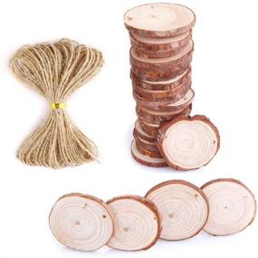 img 2 attached to Caydo Set of 50 Unfinished Wood Slices with Holes, 1.6-2 Inch Round Log Discs, Including 33 Feet of Natural Jute Twine for Christmas Ornaments and Home Hanging Decorations