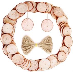 img 4 attached to Caydo Set of 50 Unfinished Wood Slices with Holes, 1.6-2 Inch Round Log Discs, Including 33 Feet of Natural Jute Twine for Christmas Ornaments and Home Hanging Decorations