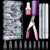 💅 teenitor clear fake coffin nail tips set with 600pcs full cover acrylic press on nails, ballerina false nails, nail glue, files and buffer polisher, nail brush and clipper set for beginners logo