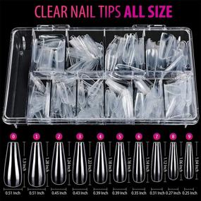img 3 attached to 💅 Teenitor Clear Fake Coffin Nail Tips Set with 600pcs Full Cover Acrylic Press On Nails, Ballerina False Nails, Nail Glue, Files and Buffer Polisher, Nail Brush and Clipper Set for Beginners