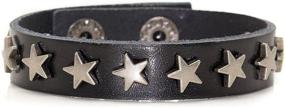 img 4 attached to 🌟 Stylish Xusamss Hip Hop Alloy Star Wristband Leather Cuff Bracelet, 7.5 inches - Rock the Fashion Scene!