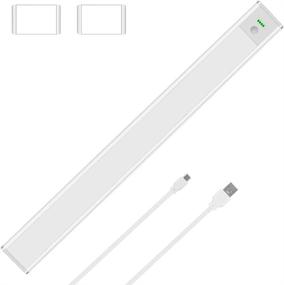 img 4 attached to 💡 12 Inch Rechargeable Motion Sensor Closet Light - Wireless LED Under Cabinet Light, 3000K Warm White Aluminum Night Light with Magnetic Base (Silver)