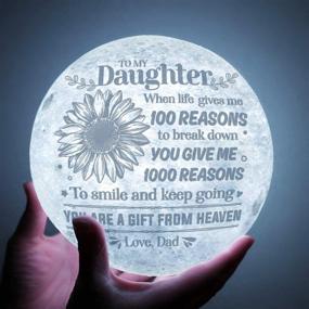 img 3 attached to Doptika Engraved Moon Lamp Night Light - Never Forget That I Love You - Moon Light With Touch Control Brightness - From Mom/Dad To Daughter (ML-057-DadDau) Gifts For Her