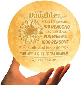 img 4 attached to Doptika Engraved Moon Lamp Night Light - Never Forget That I Love You - Moon Light With Touch Control Brightness - From Mom/Dad To Daughter (ML-057-DadDau) Gifts For Her