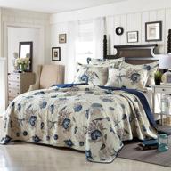 livilan nautical theme bedspread 3-piece reversible queen quilt set, coastal beach quilts coverlet set, navy blue quilt (90 x 98'') with cotton fabric for all-season use, including 2 pillowcases (20 x 23'') logo