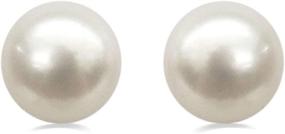 img 4 attached to 💎 Jewelili Sterling Silver 8.5 MM Aqua Water Pearl Stud Earrings: Perfect Mother's Day Gift for Mom, Women, Wife, Girls