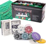 🎰 shellkingdom poker chip set: 200 chips texas holdem & blackjack game set with table cloth for family friends party логотип