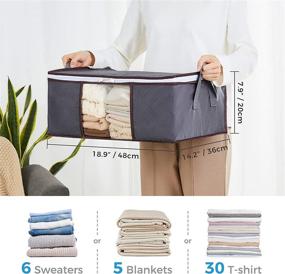 img 3 attached to 👕 Lifewit 6 Pack 35L Grey Clothes Storage Bag - Foldable Storage Bin with Clear Window & Reinforced Handle for Sweaters, Coats, T-shirts, Blankets - Closet Organizer made of Sturdy Fabric