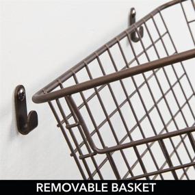 img 2 attached to 📦 Large Bronze Metal Farmhouse Wall Storage Organizer Basket Bin with Handles - Ideal for Entryway, Mudroom, Bedroom, Bathroom, Laundry Room - Includes Wall Mount Hooks - by mDesign Portable