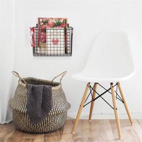 img 1 attached to 📦 Large Bronze Metal Farmhouse Wall Storage Organizer Basket Bin with Handles - Ideal for Entryway, Mudroom, Bedroom, Bathroom, Laundry Room - Includes Wall Mount Hooks - by mDesign Portable