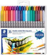 🖍️ staedtler dual-ended fiber-tip pens, water-soluble ink, fine & bold writing and coloring tips, assorted colors - set of 36 logo