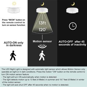 img 3 attached to HONGUT Battery Powered LED Ceiling Light with Remote Control - Indoor Motion Sensor Light for Shower, Closet, Cabinet, Bathroom, Hallway, Stair, Wall, Shed - Wireless Stick Overhead Light