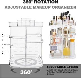 img 3 attached to 💄 AMEITECH 360-Degree Makeup Organizer - DIY Adjustable Rotating Cosmetic Storage Carousel, Spinning Makeup Holder Storage Rack with 5 Layers Large Capacity, Ideal for Countertop, Square Shape