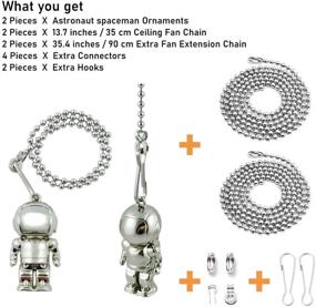 img 1 attached to Wayilea Ceiling Fan and Light Pulls Chain: Stainless Steel Beaded Chains with Astronaut Ornaments - Ideal Space-Themed Decor for Kids' Gifts & Lamp Fixtures