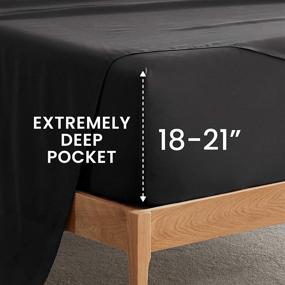 img 1 attached to Extra Deep Pocket Queen Sheet Set - Luxury Soft Double Brushed Microfiber Fitted Flat Sheet, Wrinkle Free/Fade Resistant/Easy Care Bedding Sheets Set (Black, Queen)