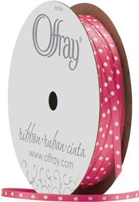 img 2 attached to 🎀 Offray 1/8-inch Wide Double Face Satin Ribbon, 5 Yards, Pink Polka Dot Pattern, 14 Yards, Shocking Pink and White