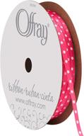 🎀 offray 1/8-inch wide double face satin ribbon, 5 yards, pink polka dot pattern, 14 yards, shocking pink and white logo