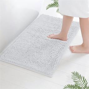 img 4 attached to LuxUrux White Bath Mat: Extra-Soft Plush Bathroom Rug with 1'' Microfiber Chenille for Super Absorbency – Machine Washable & Dryable – 15 x 23'', White