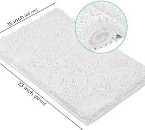 img 3 attached to LuxUrux White Bath Mat: Extra-Soft Plush Bathroom Rug with 1'' Microfiber Chenille for Super Absorbency – Machine Washable & Dryable – 15 x 23'', White