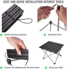 img 1 attached to 🏕️ Convenient Portable Camping Table: Collapsible Beach Table with Aluminum Top, Carry Bag Included - Ideal for Outdoor Cooking, Hiking, Travel, Picnic, RV - Foldable, Sturdy Design in Sleek Black